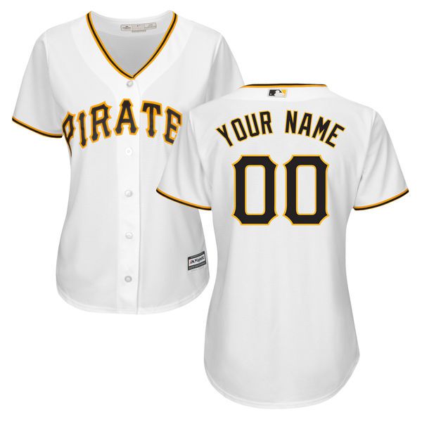 Women Pittsburgh Pirates Majestic White Home Cool Base Custom MLB Jersey